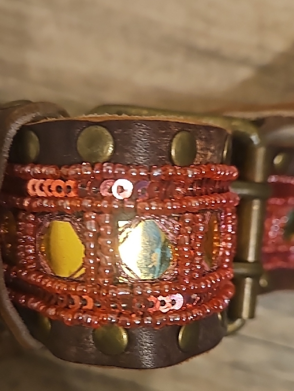 Betsey Johnson Red and Gold Embellished Women's Belt - Picture 4 of 5